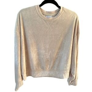 Allfenix Velour Sweatshirt Crewneck Top Long Sleeve Lounge Athleisure Small New